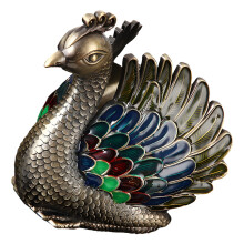 Windproof Peafowl Shape Ashtray Metal Ashes Container-Bronze