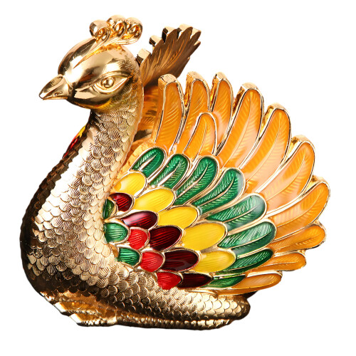 Metal Ashtray Peafowl Shape Ashes Container Practical-Gold..