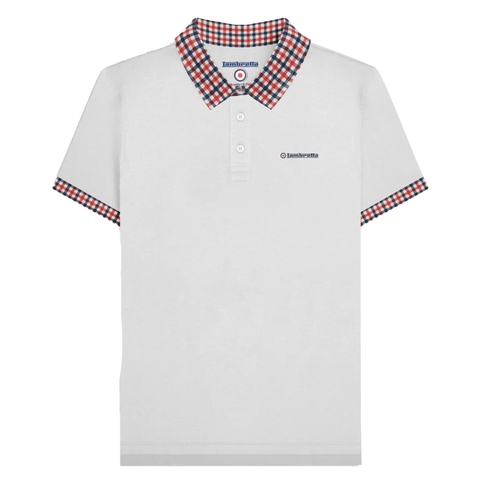 Lambretta (3Xl, ) Mens Ss25 Gingham Polo Shirt White