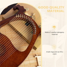 Lyre Harp, Instrument de Corps D'Instrument à Cordes en Acajou à 16 Cordes avec Clé de RéGlage et Cordes de Rechange