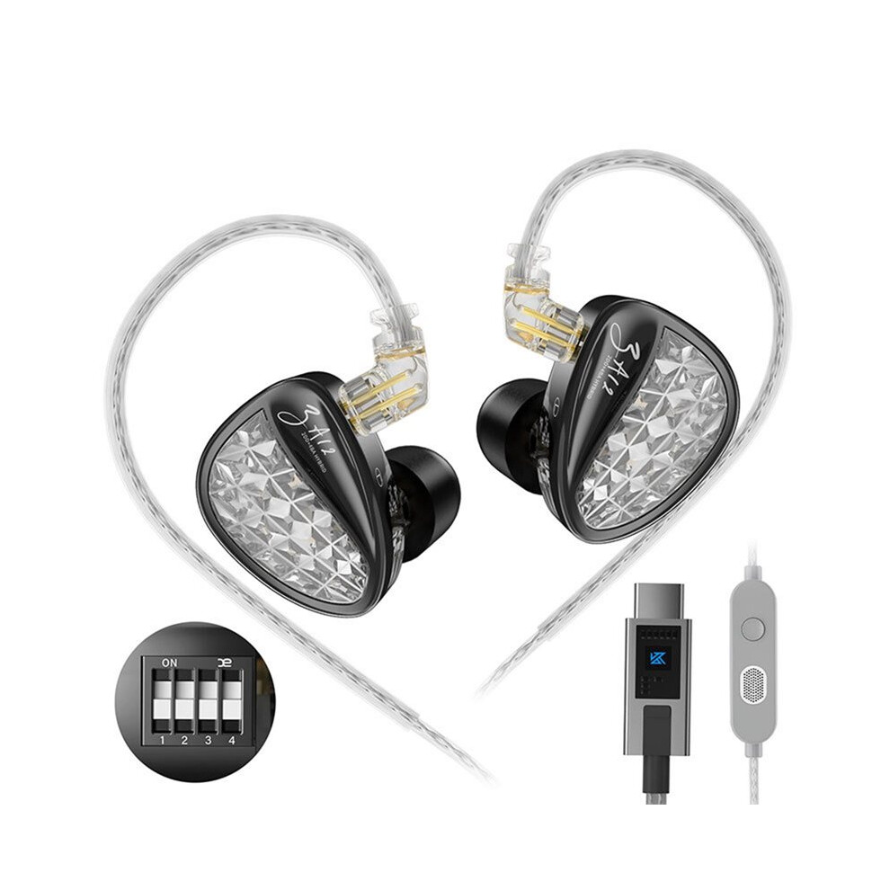 Kz Za12 2Dd+4Ba Hybrid Iem Headphones Wired Inear Monitor Hifi Earphones Sports Headset Sound Card Version Tuned 4712143515155