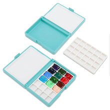 Caja Portátil para Pintar Acuarelas con Paleta para Pintura Al Óleo y Gouache, Color Verde