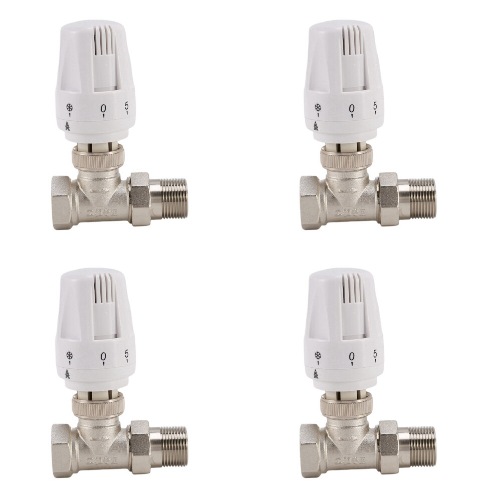 4Pcs 3/4Inch Brass Thermostatic Radiator Valve Straight Type Dn20 Automatic Temperature Control Valve Floor Heating 4712360583807