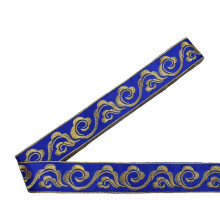 Embroidered Sewing Trim 4.7M Long Decorative-royal blue gold