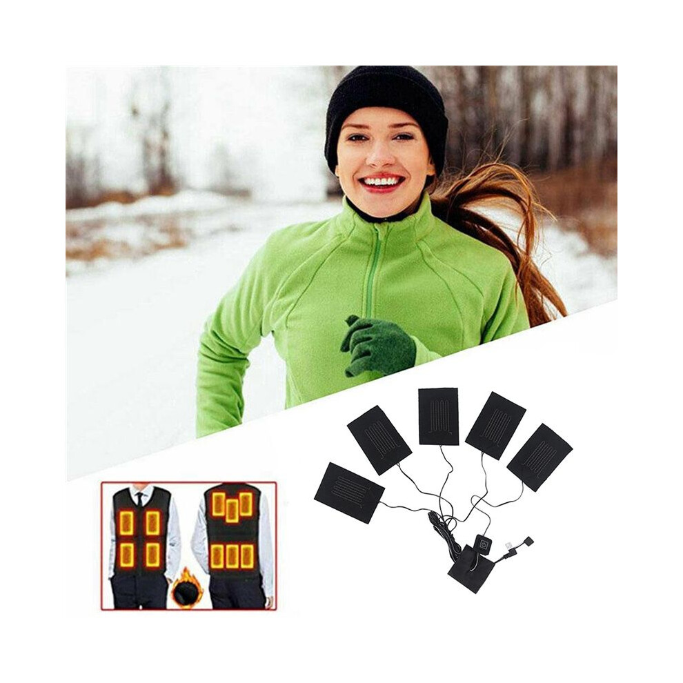 2X USB Clothes Heater Pad with 3 Gear Adjustable Temperature Electric Heating Sheet Warmer Pad for Vest Jacket 9 in 1