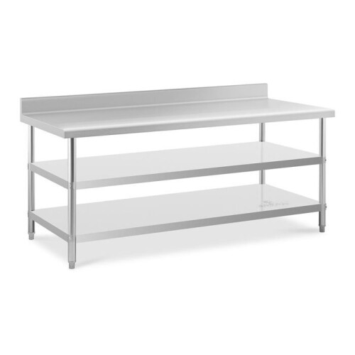 Mesa de trabalho em aço inoxidável com backsplash - 200 x 90 x 16.5 cm -