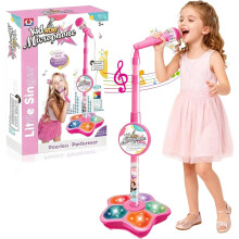 Kindermikrofon mit Ständer, Karaoke Maschine für Kinder mit verstellbarem Ständer und Lichtpedal,Spielzeug-Singmikrofon