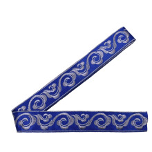 Embroidered Appliques 4.7M Long Decorative-royal blue silver