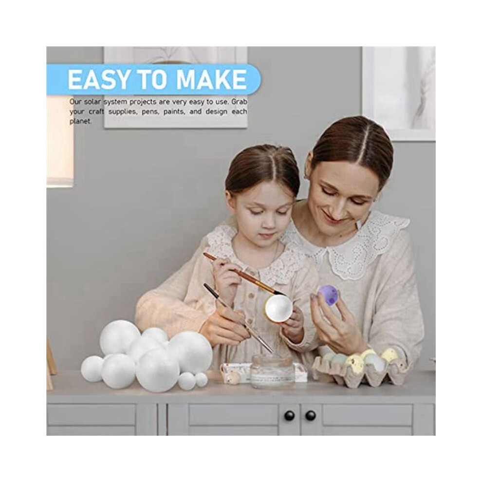 Solar System Project Kit, Planetmodel Crafts 56 Mixed Sized Polystyrene Spheres Balls For School Science Projects 4711448389232