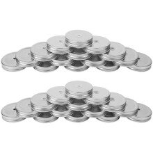 30 Packs Stainless Steel Regular Mouth Silver Jar Lids with Straw Hole Compatible with Jar