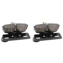 2X Motorrad Rücklicht Rauch LED Motorrad Bremse Heck Blinker Kennzeichen Integriertes Licht