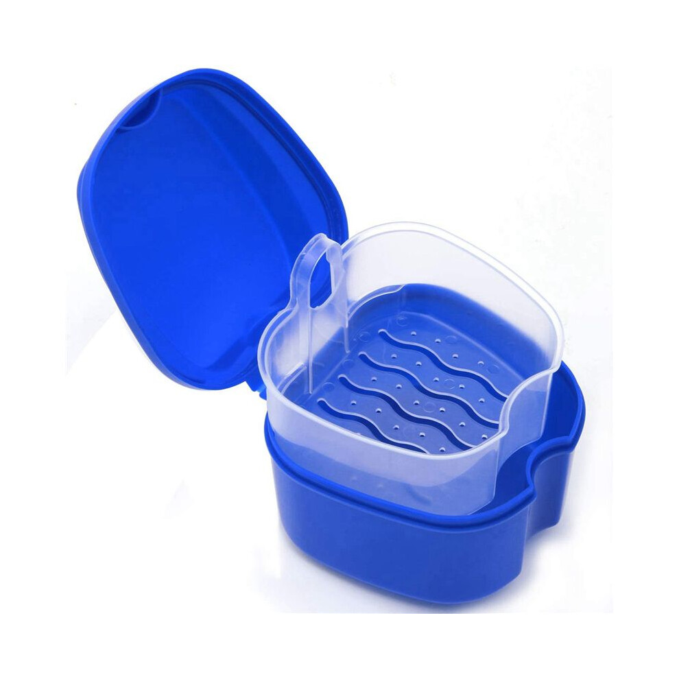 Dark 5X Denture Case, Denture Cup With Strainer, Denture Bath Box False Teeth Box With Basket Net Container Holder