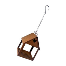 Elegant Heart Design Iron Bird Feeder Hanging Shelter For Garden