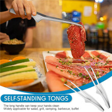 12X Korean and Japanese BBQ Tongs Self-Standing Grill Tongs Non-Slip Cooking Utensils Stainless Steel Tongs