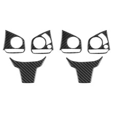 6Pcs Car Carbon Fiber Steering Wheel Button Panel Cover Trim Decoration for 2016 - 2019