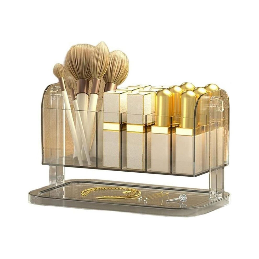 Desktop Cosmetic Storage Box Makeup Brush Organizer Jewelry Lipstick Compartment Container for Bathroom Shelf Countertop