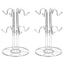 2X Cup Drying Rack with 8 Hooks Drainer Mug Tree Mug Organizer for Home Desktop
