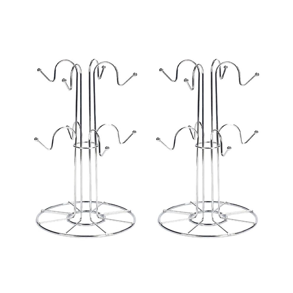 2X Cup Drying Rack with 8 Hooks Drainer Mug Tree Mug Organizer for Home Desktop