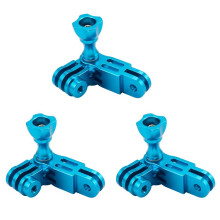 3X CNC-Aluminiumlegering Tre-VäGs Pivot Arm Mount Adapter för  Hero 1 2 3 3+ 4 5 Session/för  Yi/SJ/GitUp Sport Camera Blå