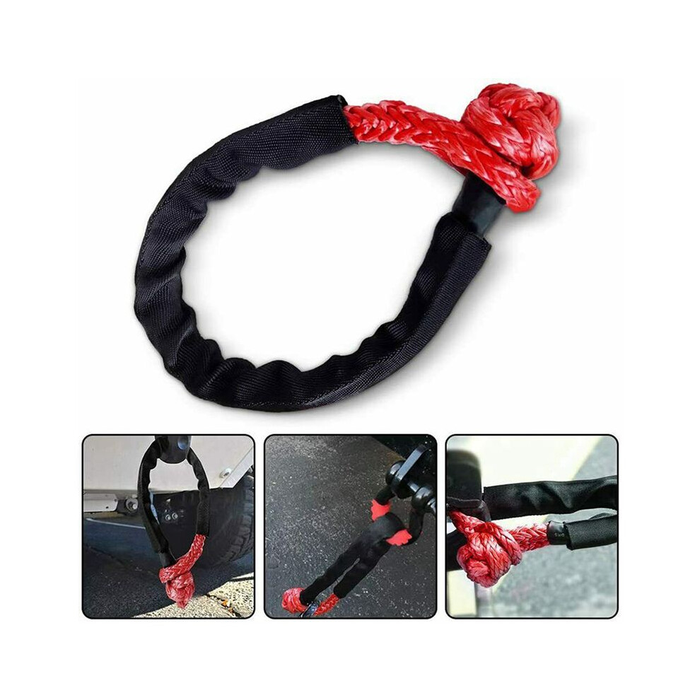 4X Soft Shackle Rope Synthetic Tow Recovery Strap 38,000Lbs Wll Auto Parts Tow Rope Synthetic Fiber Red 6033075420774
