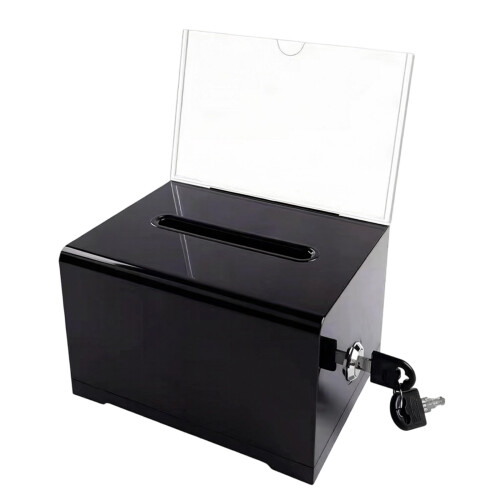 Sturdy Clear Acrylic Ballot Box With Lock For Confidential-1