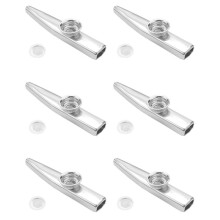 6X Kazoo Aluminiumlegierung Metall mit 30 Stück Geschenke Flöte Membran für Kinder Musikliebhaber-Silber