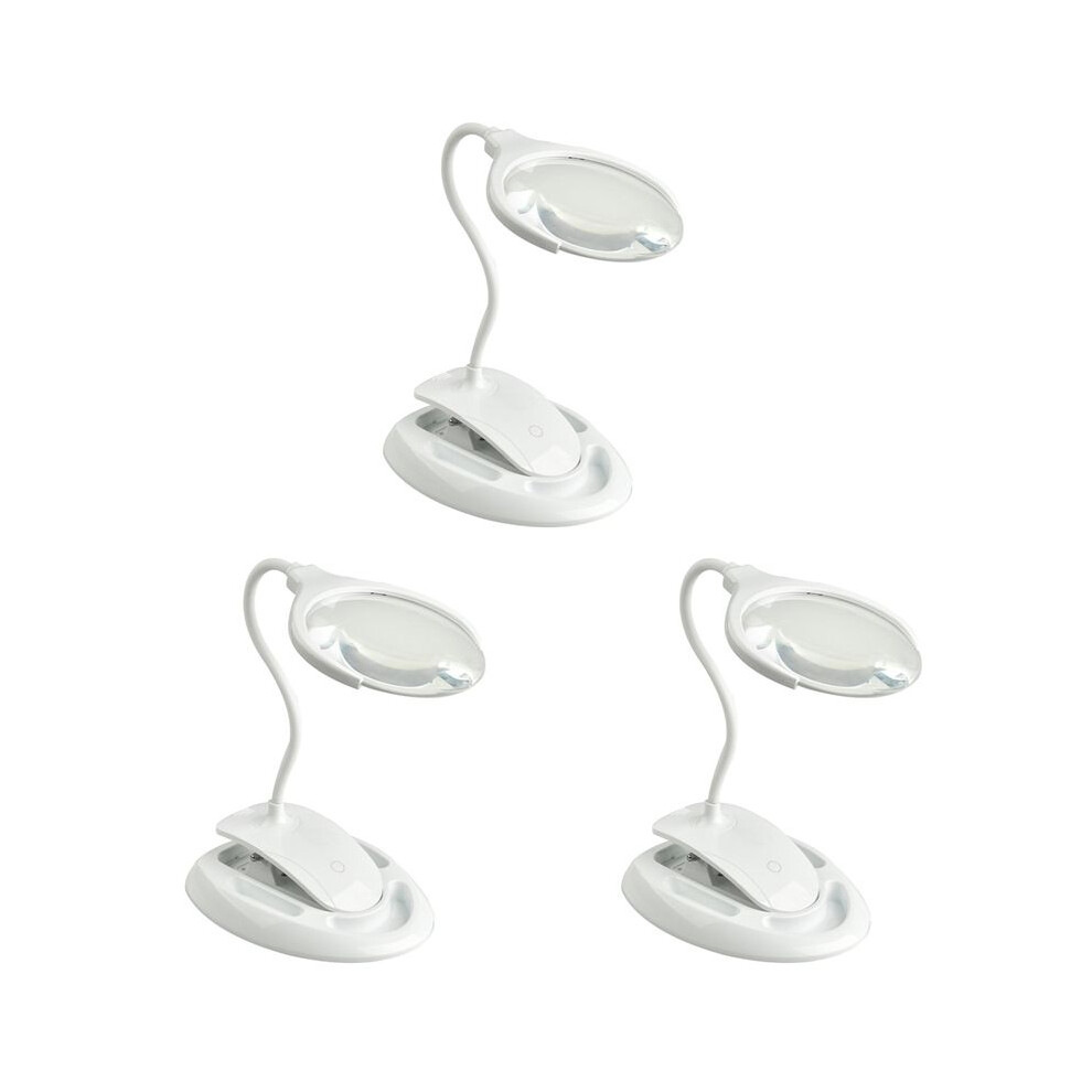 Light 3Pcs Handheld Magnifier 3X 8X Illuminated Desk Table Led Lamp Magnifying Glass Rechargeable Magnifier With