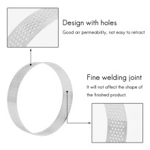 24Pcs Circular Porous Tart Ring Bottom Tower Pie Cake Mould Baking Tools Heat-Resistant Perforated Cake Mousse Ring,10cm