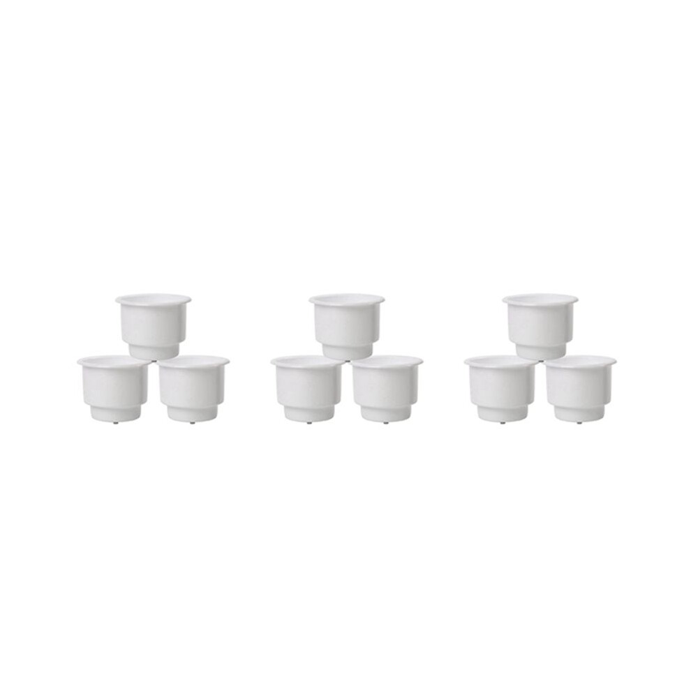 9Pcs Recessed Drop In Plastic Cup Drink Can Holder With Drain For Boat Car Marine Rv (White) White