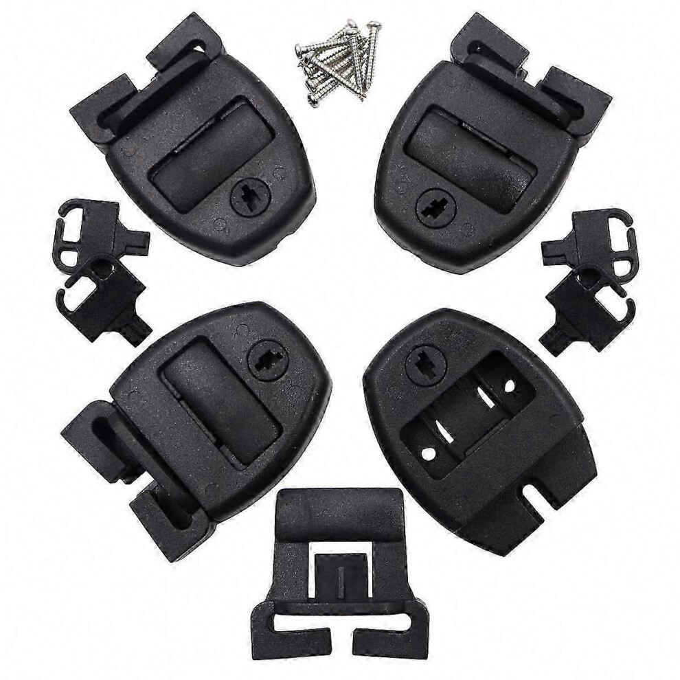 4 Set Hot Tub Spa Cover Locks With Key - Pinch Center Release Strap Buckle Repair Kit With Screws For Broken Latch Replacement 3293309304543