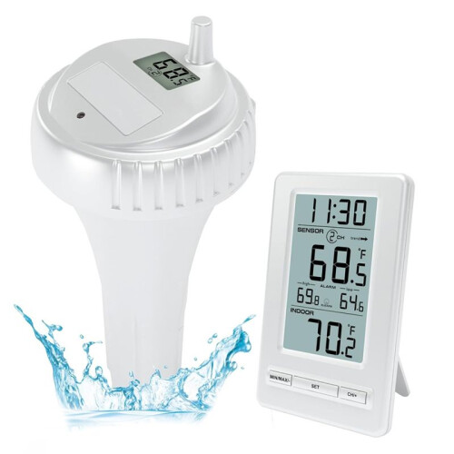 Wireless Pool Thermometer Digital Temperature Sensor with Memory 24H LCD Display for Swimming Pool Tub