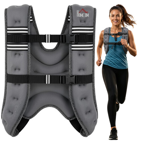 Homcom HOMCOM 8KG Weighted Vest with Adjustable Straps, Pocket, Reflective Strips 1