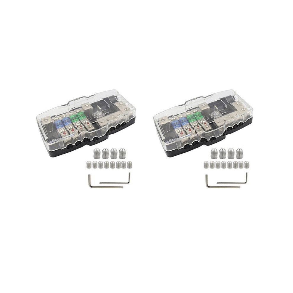 2X Power Distribution Block, Fused Power Distribution Block Car Audio 4 Way Midi Fuse Block For Auto Utv Boat Stereo Amp 4712080434663