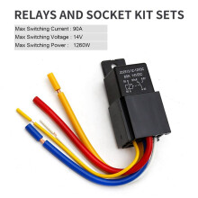 2X Auto-Relais mit Kabelbaum, 5-Poliges 80-A-Relais Ein/Aus, Normalerweise Offener SPDT-Relaissockelstecker JD2912-1Z-12VDC 80A 14VDC