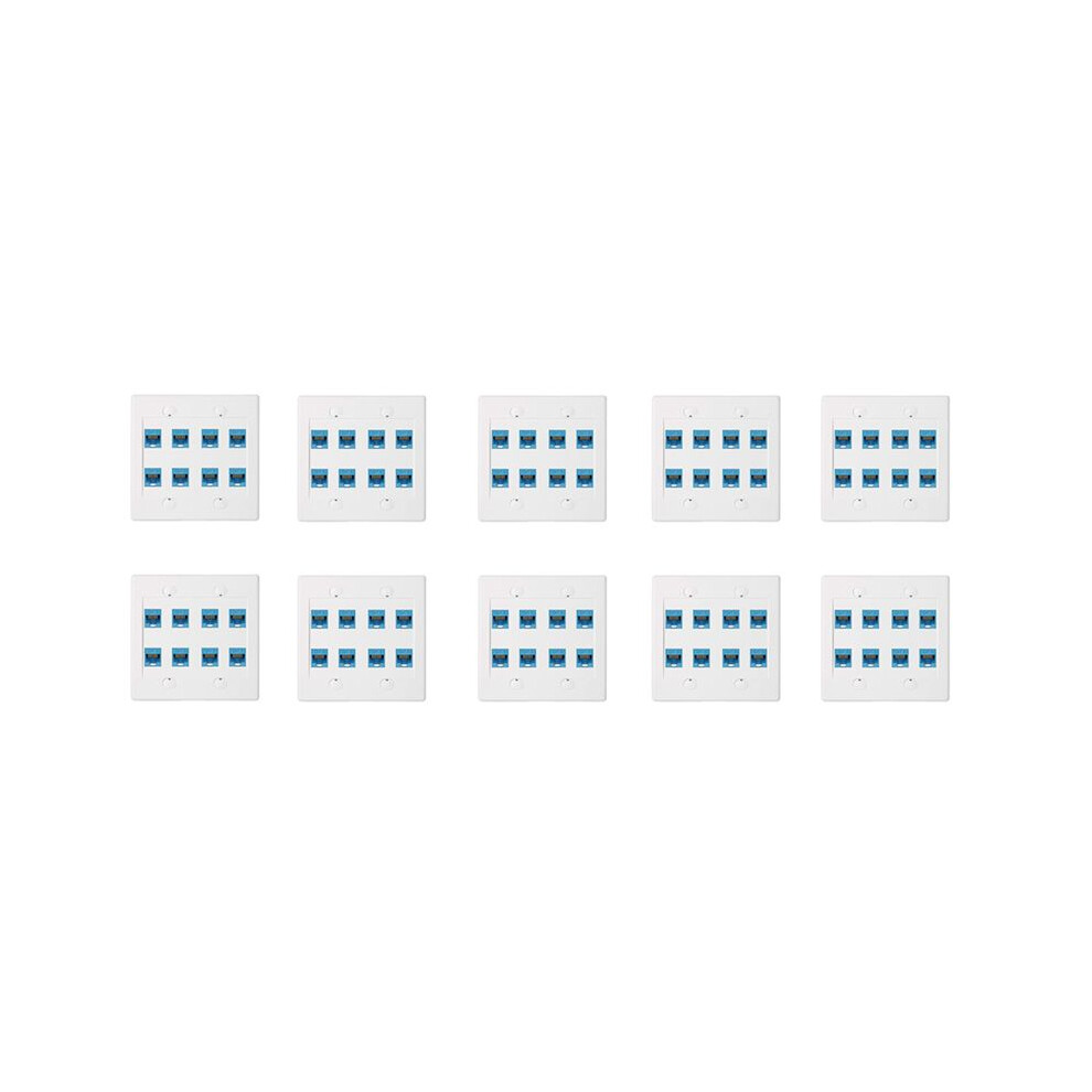 10X Ethernet Wall Plate 8 Port - Double Gang Cat6 Rj45 Jack Network Cable Faceplate Female To Female - 6033460466356