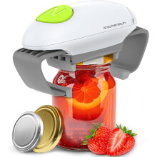 Electric Jar Opener for Seniors, Strong Torque, Fits Most Jars, Hands-Free Battery Operated, White