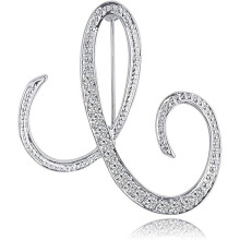 Broche initiale en strass pour femme, broche lettre en cristal pour loisirs créatifs, broche personnalisée pour chemise ou sac.