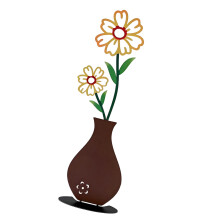 Metal Flower Vase Art Sculptures Modern Farmhouse-yellow flower