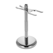 Elegant Double Slot Metal Razors And Shaving Brush-silver