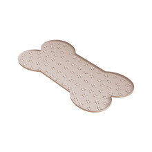 Waterproof Pet Feeding Mat Food Bowl Placemat with Large-Beige