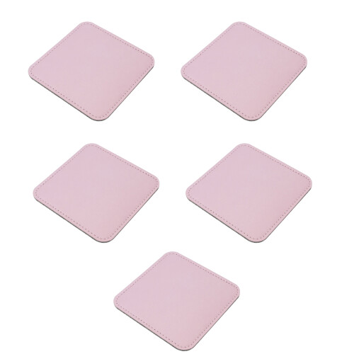 Stylish PU Leather Coasters With Felt Base Cup Mat For-Pink
