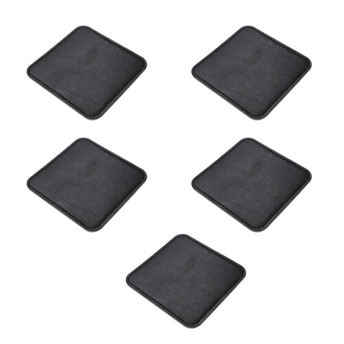 Scandinavian Square Coasters Heatproof PU Leather Cup Mat-Black