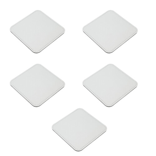 Practical PU Leather Drink Coasters Heat Proof And-White
