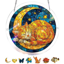 (Starry Moon Cat, M) Puzzle acrilico acchiappasole
