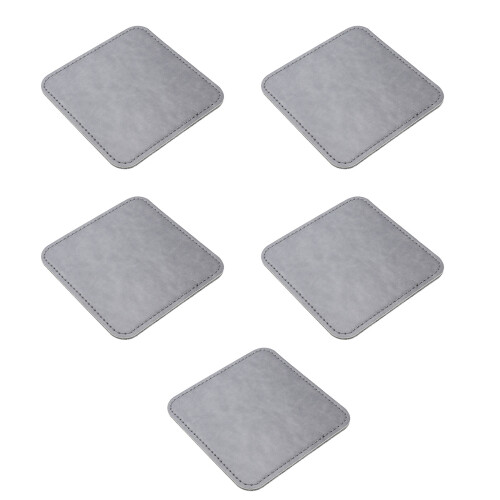 Practical PU Leather Drink Coasters Heat Proof And-Gray