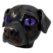 Marmer Look Hond Hoofd Beeldjes Zwarte Hond Stenen-Lavendel ogen