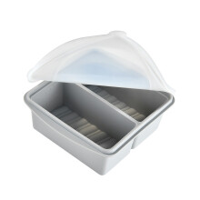2 Compartment Food Grade elastomer Storage Box With Lid-Gray