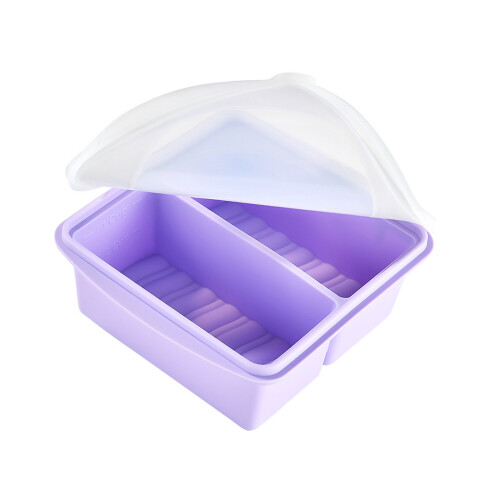 2 Section Flexible Food Storage Container With Lid For-Purple