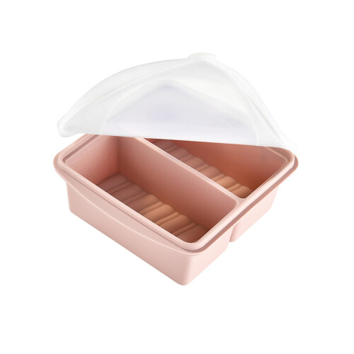Dubbele ruimte-elastomeer Maaltijdbegeleider Ovencompatibel-Roze