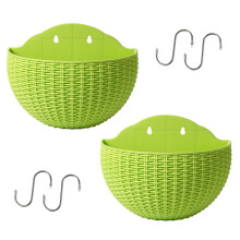 Rattan Flower Planter Wall Hanging Wicker Garden-Light Green